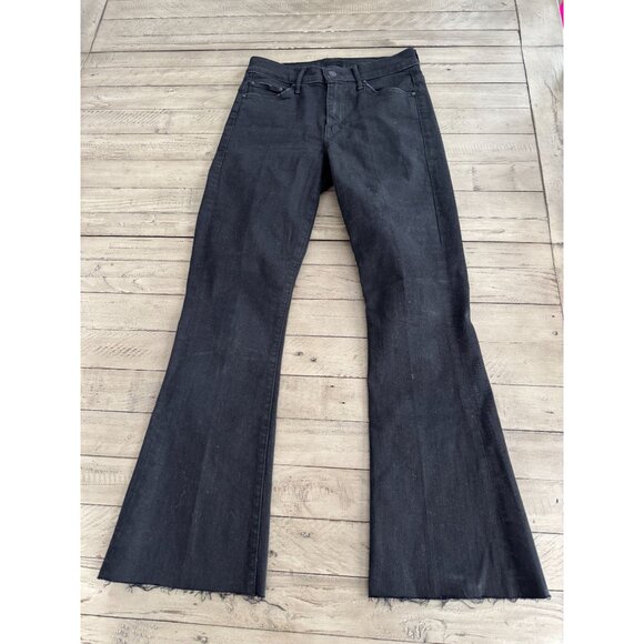 MOTHER The Weekender Fray Flare Jeans Not Guilty Black Size 25 - Picture 1 of 3